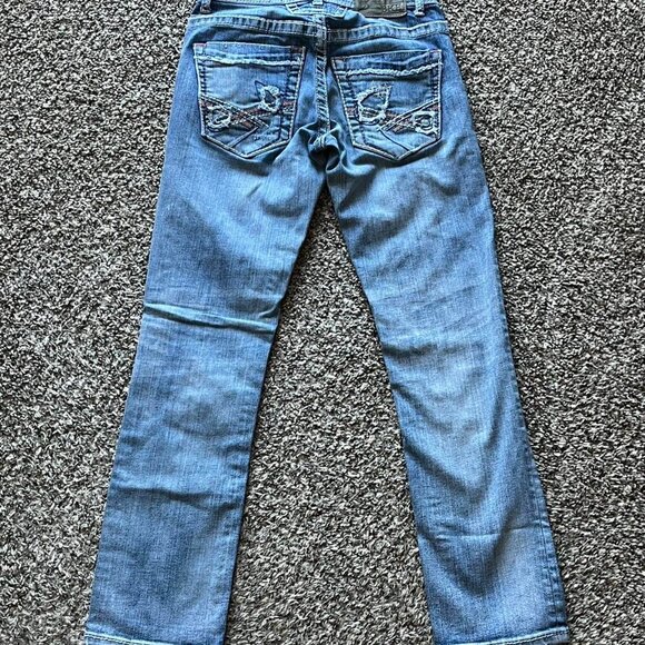 BKE Asher Blue Denim Jeans Size 26 Distressed Y2K Grunge Preppy Straight Leg - Picture 4 of 6